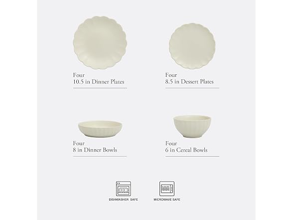 Gibson Elite Malibu Shore 16 Piece Scalloped Edge Stoneware