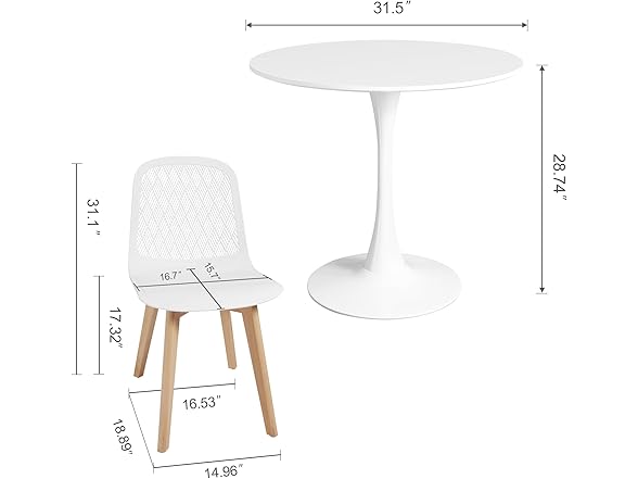 Mid Century Modern White Dining Table Set