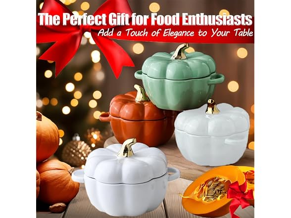 Wiztoynia Ceramic Pumpkin Bowl with Lid