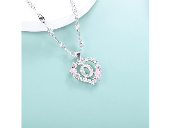 Qitian Initial Heart Necklace Letter O