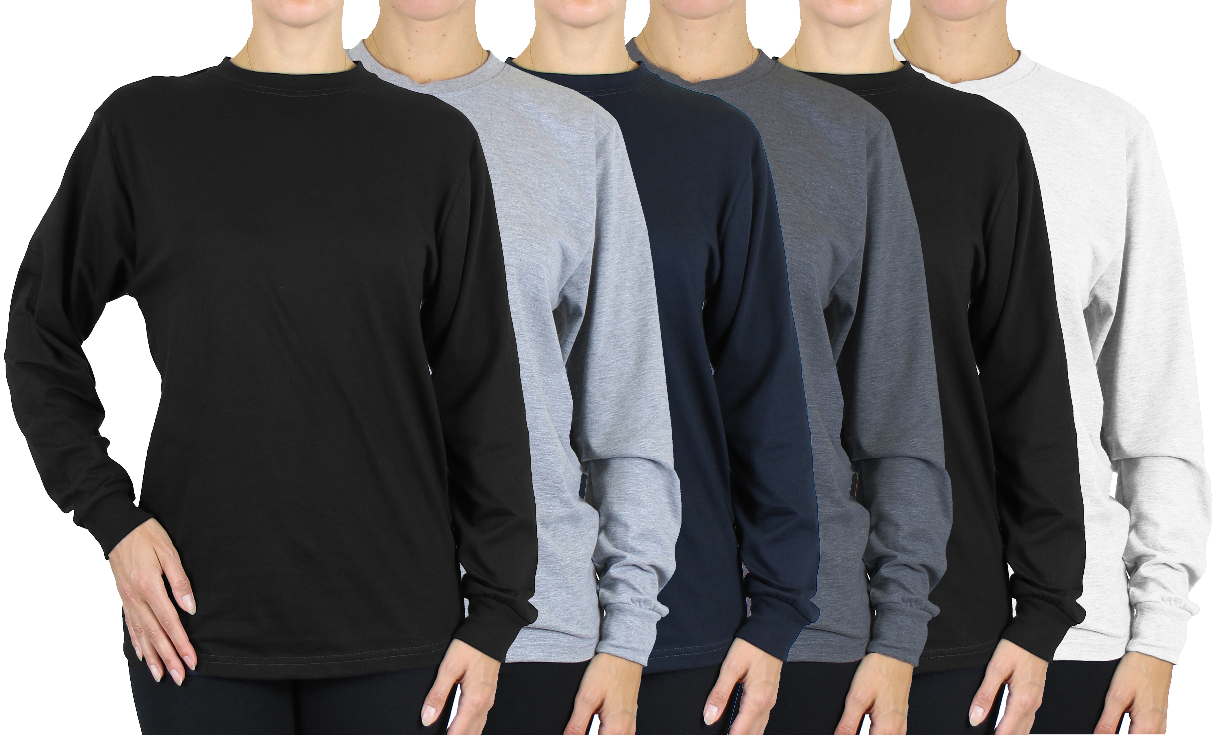 (3 or 6Pk) Womens L/S Loose Fit Solid Shirt - Gallery 20