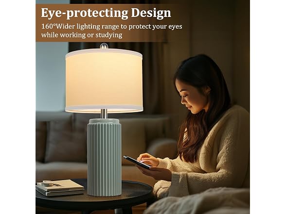 TOBUSA 23.5" Green Ceramic Table Lamps Set of 2