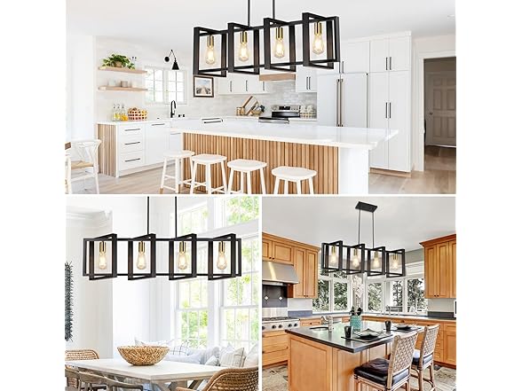 5-Light Black Gold Dining Room Light Fixture, 53’’