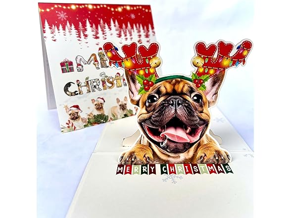 French Bulldog Christmas Pop Up Card
