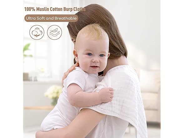 Muslin Burp Cloths for Baby 10 Pack