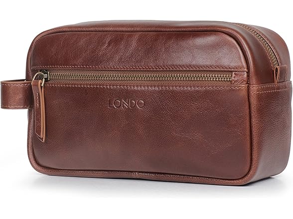 Londo Genuine Leather Travel Toiletry Bag Brown