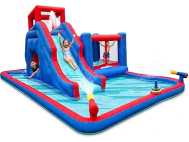 $249.99, Was $471.99, 47% Off! Sunny & Fun 2-in-1 Bounce & Blast Inflatable Water Slide Park dealfomo