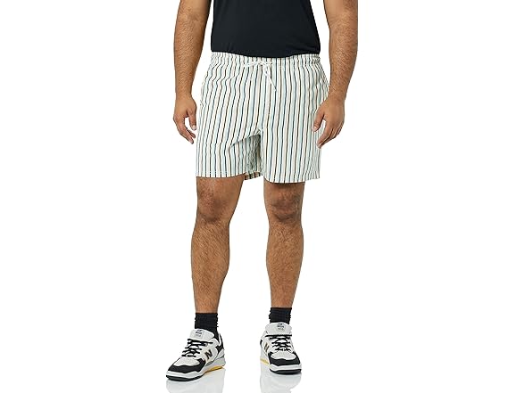 Amazon  Essentials 6" Drawstring Short Green Stripe XS