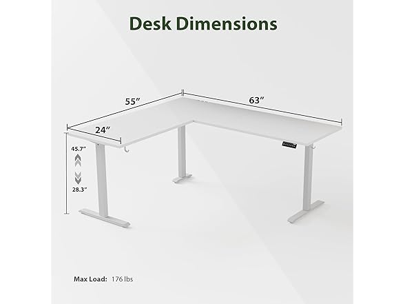 L Shaped Electric Desk with 2 Drawers