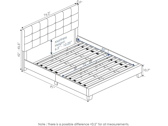 Furinno Laval Bed Frame Cal King, Glacier