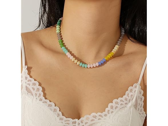 Dascus Boho Beaded Necklace Rainbow