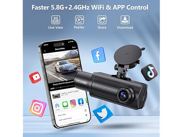 4K+1080P+1080P 5.8GHz WiFi Dash Cam
