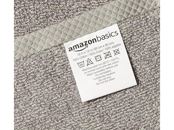 Amazon Basics Cotton Washcloths 12Pk
