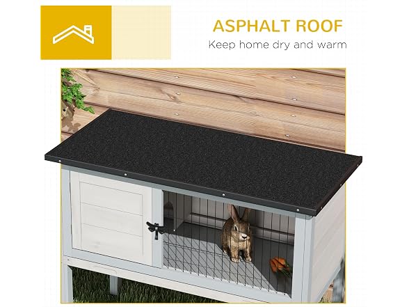 PawHut Elevated Wooden Rabbit Hutch, Indoor/O