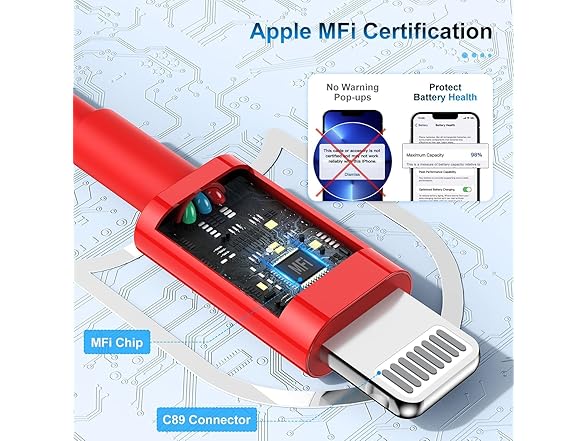 3 Pack Apple MFi Certified Charger
