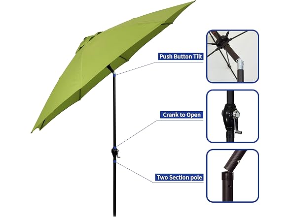 Sunline 9 ft Patio Umbrella with Crank & Push Lime