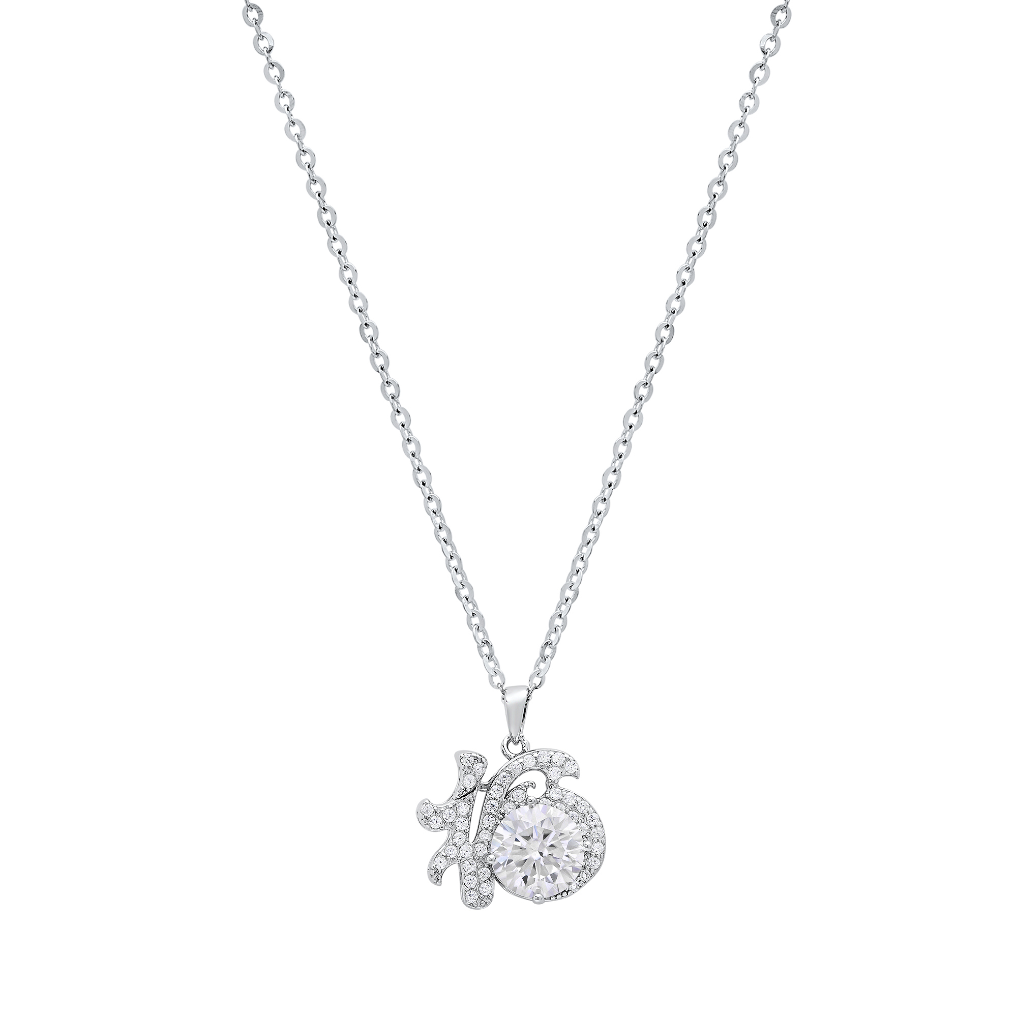 Moissanite Diamond 16 Pendant Necklace - Gallery 5