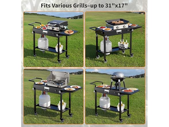 Sandpoy Portable Grill Cart, Black - Gallery 8