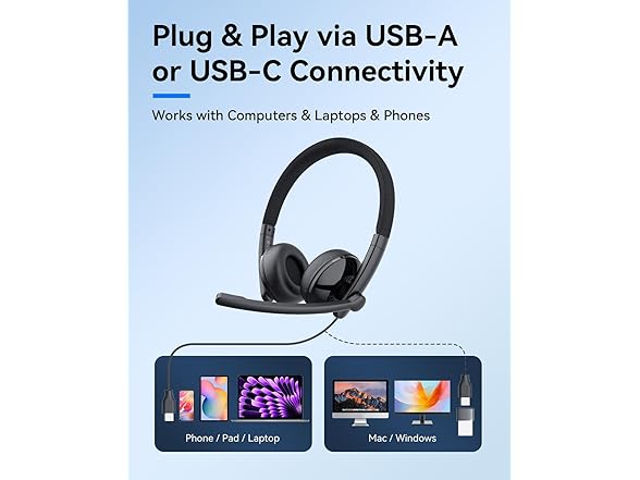 EMEET HS50 Wired Headset with Mic
