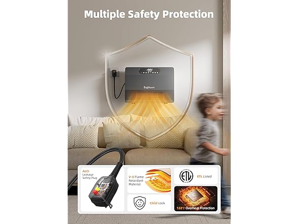 Brightown 1500W Electric Grey Wall Heater