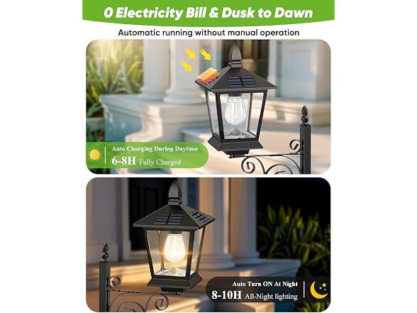 35in Solar Lamp Post Light with Planter 2 Pack