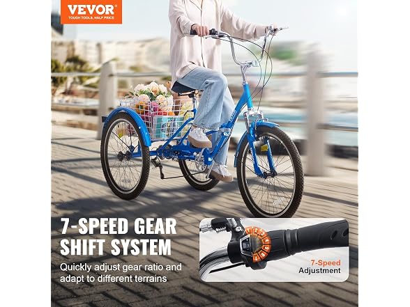 Adult Tricycles Bike, 24 Inch Three-Wheeled