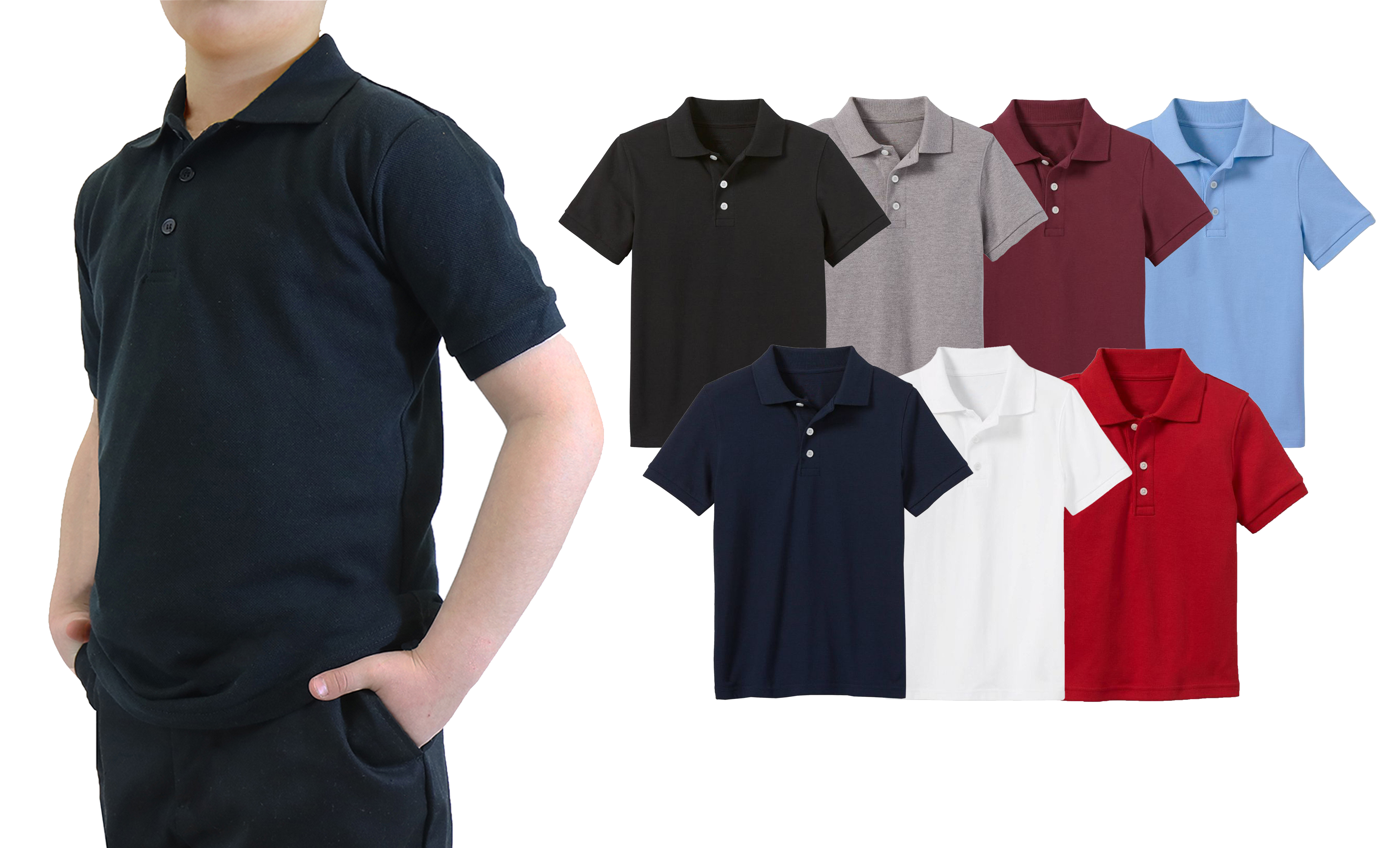 Boys 3PK Short Sleeve Uniform Polo - Gallery 14