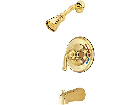 Tub and Shower Faucet, Polished Brass, Wall