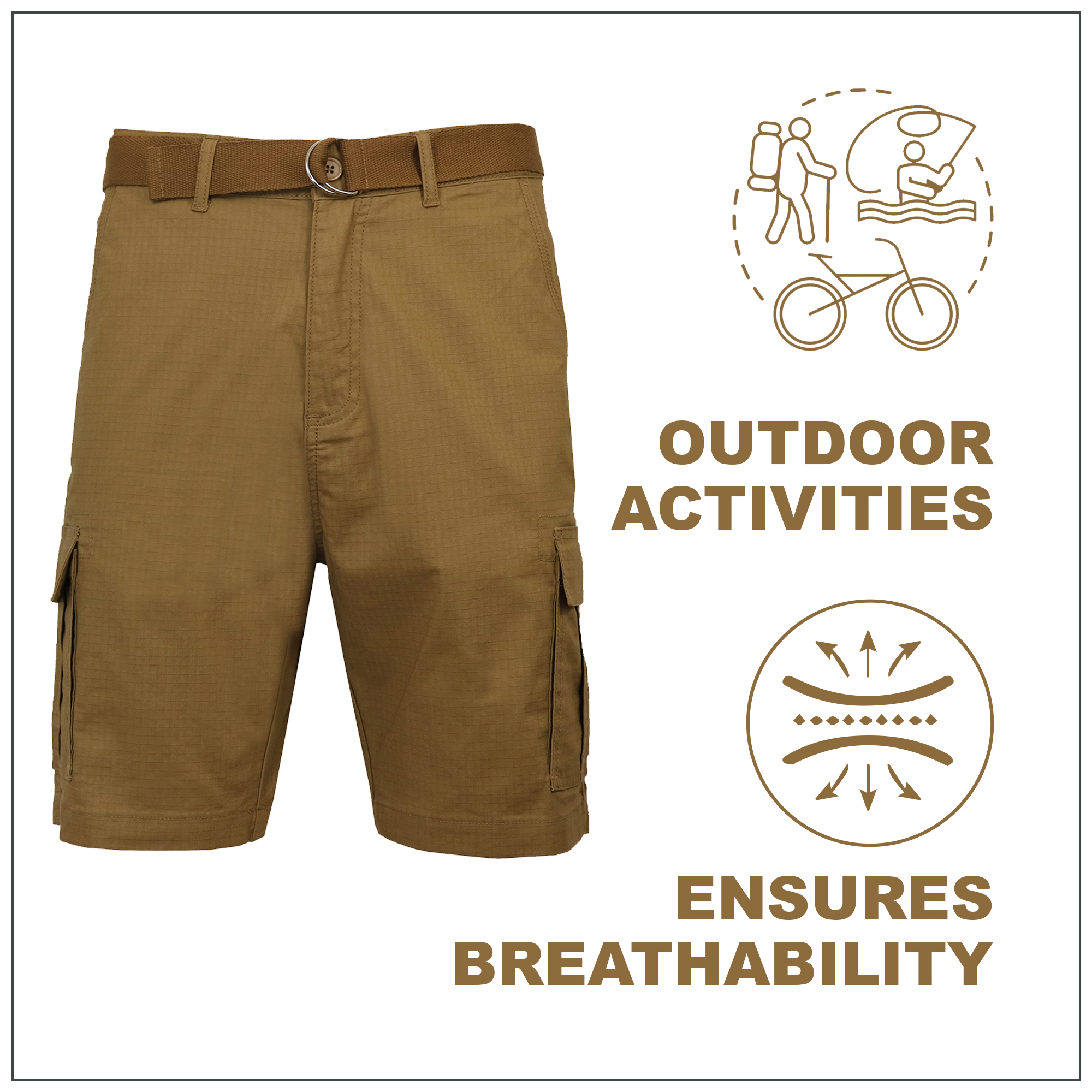 3Pk Asst Mens RipStop Cargo Shorts (32-42) - Gallery 17