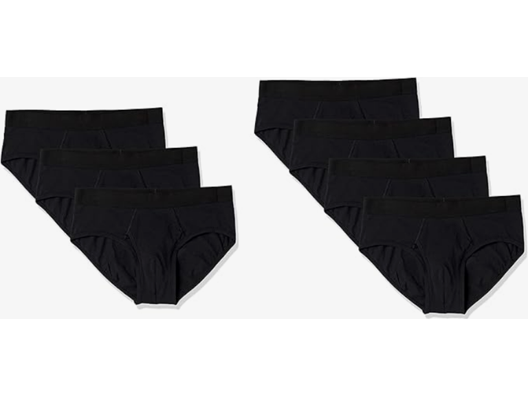 Amazon Essentials Men's Cotton Jersey Briefs, Pack of 7, Available in Big & Tall, Black, Medium