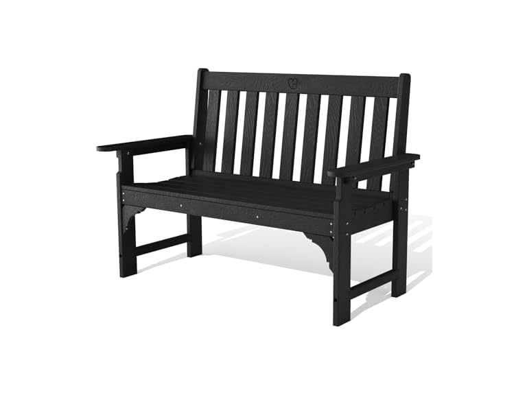 Orbcove 1LoveBench-black All-Weather Outdoor Bench, Bla