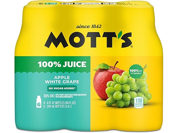 24PK Mott's 100% Apple White Grape Juice, 8 oz.