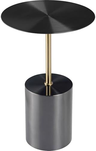 LeisureMod MST40BL Malta Round Side Table Black