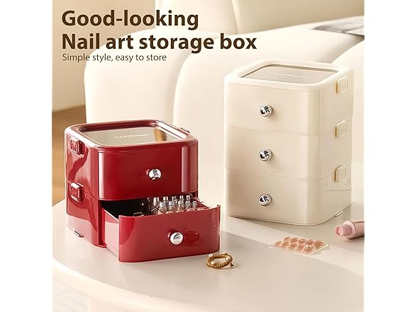 WIZIYION Double-layer Nail Storage Box