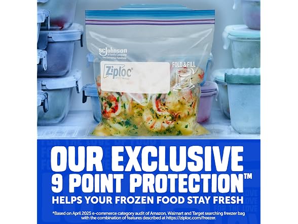 Ziploc Gallon Freezer Bags Food Storage Stand Up