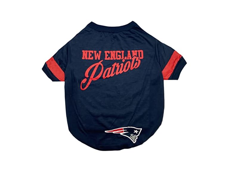 NFL New England Patriots T-Shirt for Dogs & Cats, Medium. Football Dog Shirt for NFL Team Fans. New & Updated Fashionable Stripe Design, Durable & Cute Sports PET TEE Shirt Outfit