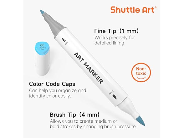 Shuttle Art Brush Tip Alcohol Markers