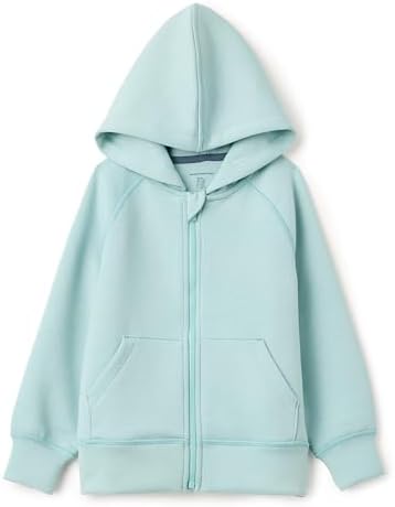 Amazon Essentials Boy's Active Sweat Relaxed-Fit Full Zip Hoodie, Light Blue, Medium