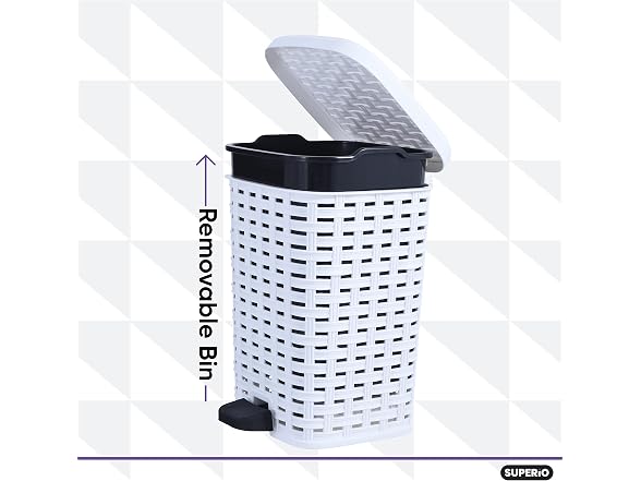 Superio 3 Gal Step-On Trash Can White 2
