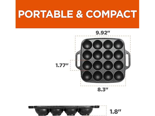 Commercial CHEF Cast Iron Cookware Aebleskiver Pan