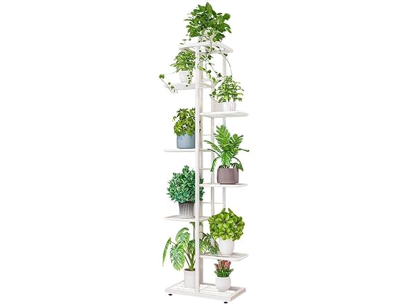 Takywep Metal Plant Stand 8 Tiers White