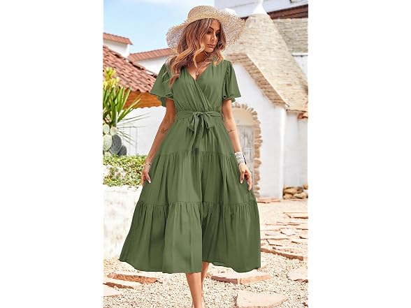 Prettygarden Women (XL) Summer Dresses V Tie Dress