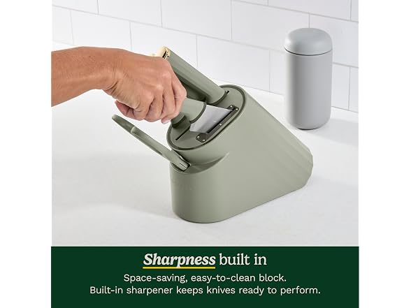Artisan Elite Stainless Steel Cutlery 6 Piece Knife Block Set, Green