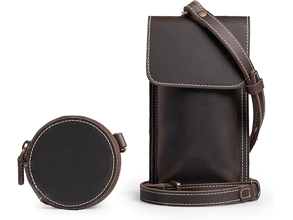 Leather Phone Bag Crossbody Chestnut