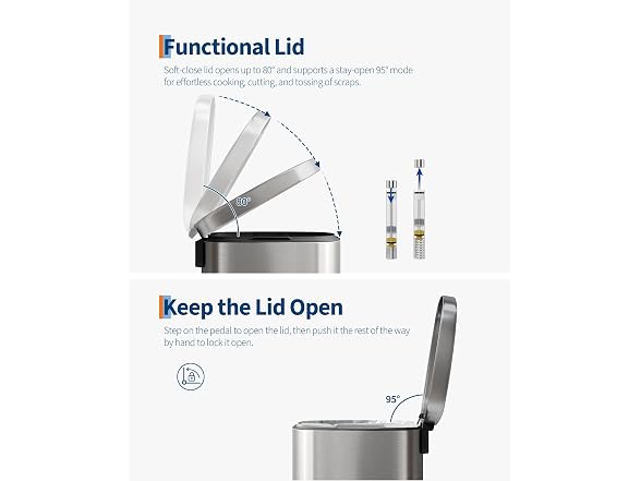 Takywep 13 Gal/50L & 2.6 Gal/10L Stainless Steel Trash Can Combo Set