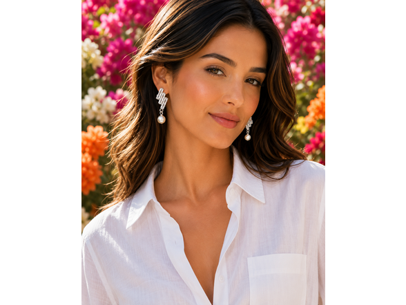 Silver Tone Pearl Drop Earrings