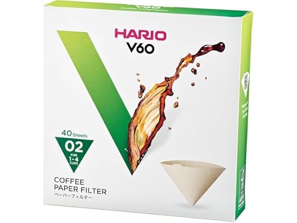 Hario V60 Paper Coffee Filter, Size 02, Natural, 40ct