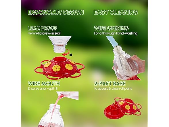 2 Plastic Hummingbird Feeders for Outdoors