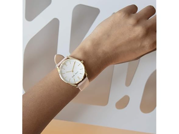 Nine West Women Gold-Tone & Pastel Pink Watch