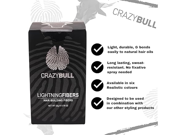 Crazy Bull Hair Lightning Hair Building Fibers 0.77 oz